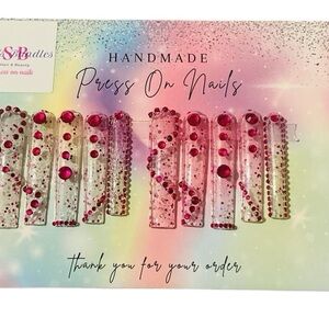 Handmade Pink Press On Nails